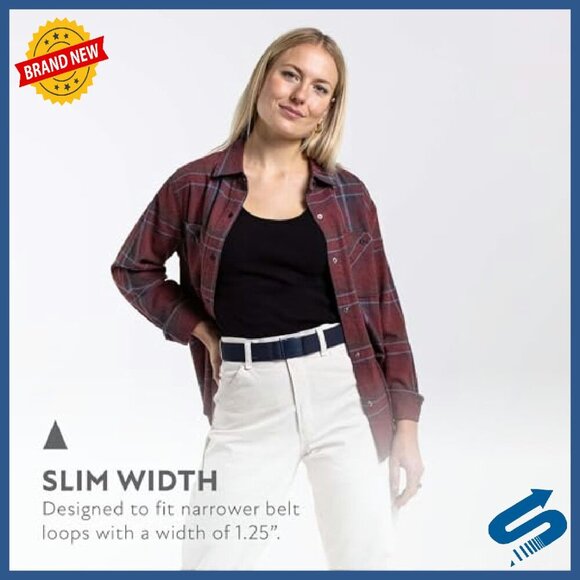 Slim Stretch Belt Metal-Free Buckle Adjustable Travel-Friendly 1.25\